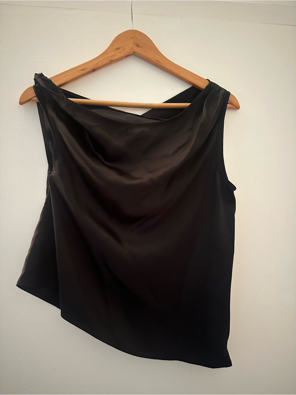 Reformation black silk cowl neck top